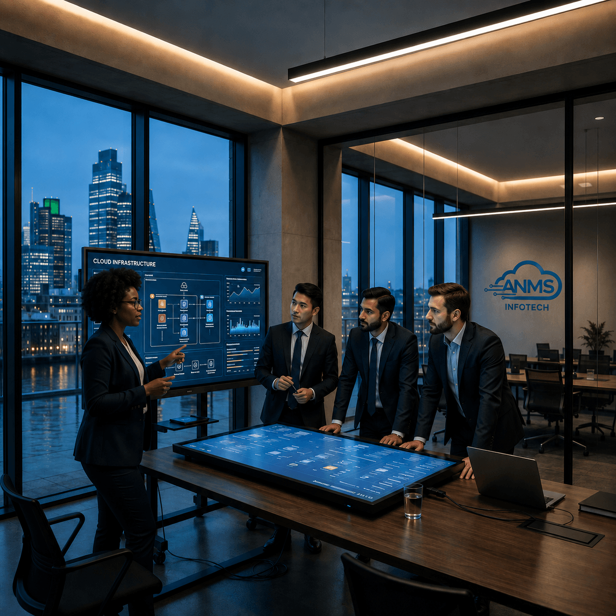 ANMS Infotech consulting team collaborating on cloud architecture